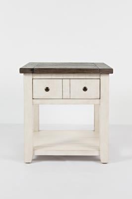 Jofran Madison County Vintage White End Table