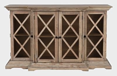 Jofran Carrington Small Breakfront Grey Accent Cabinet