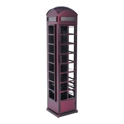 Jofran Telephone Booth Vintage Red Wine Rack