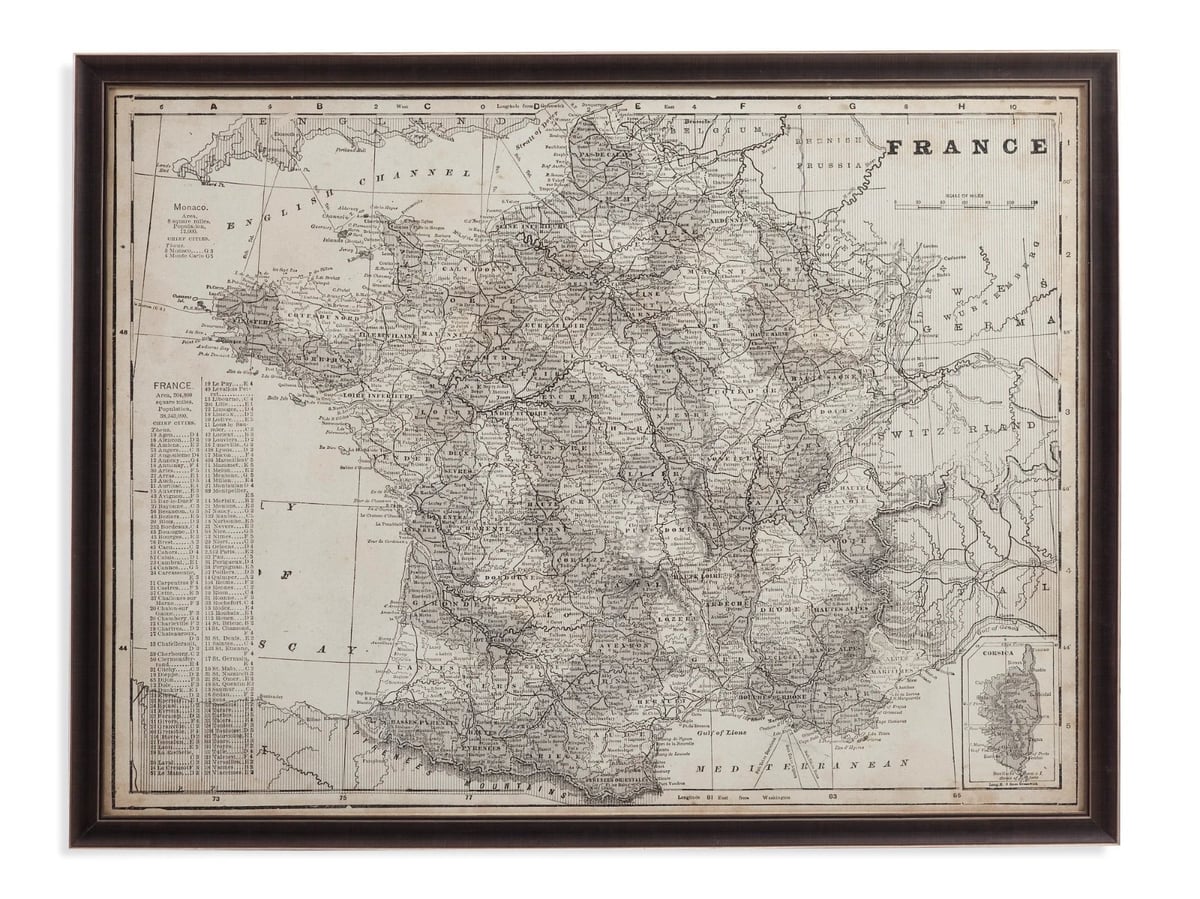 Basset Mirror Company 9900-347 Map of France Wall Art
