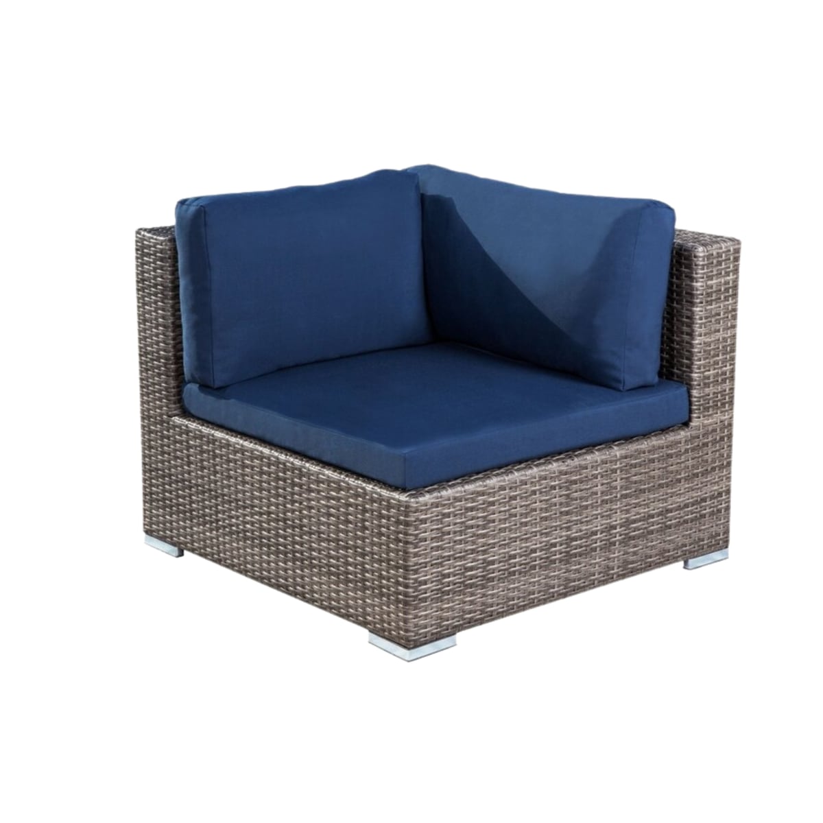 Abbyson Home Newport Outdoor WIcker Corner 3 Pack Grey/Navy
