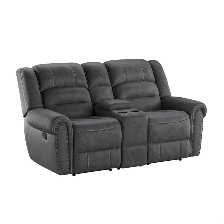 Emerald Home Baldwin: Motion Glider Grey Loveseat