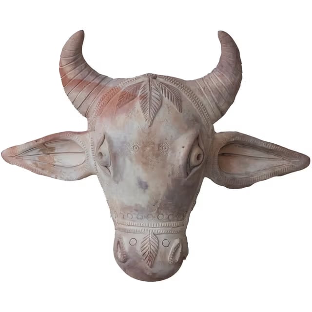Creative Coop Terra-cotta Cow Head Sculpture