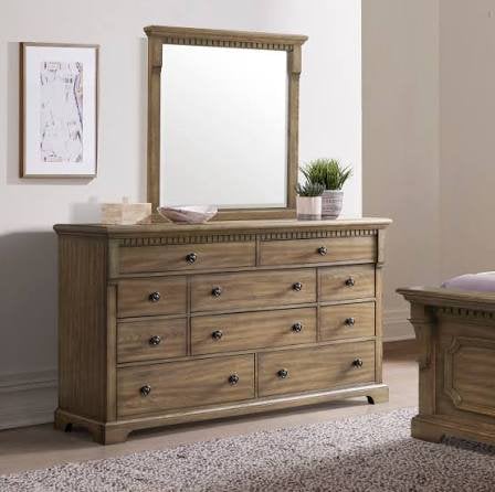 Wren Light Oak 10 Drawer Dresser Mirror