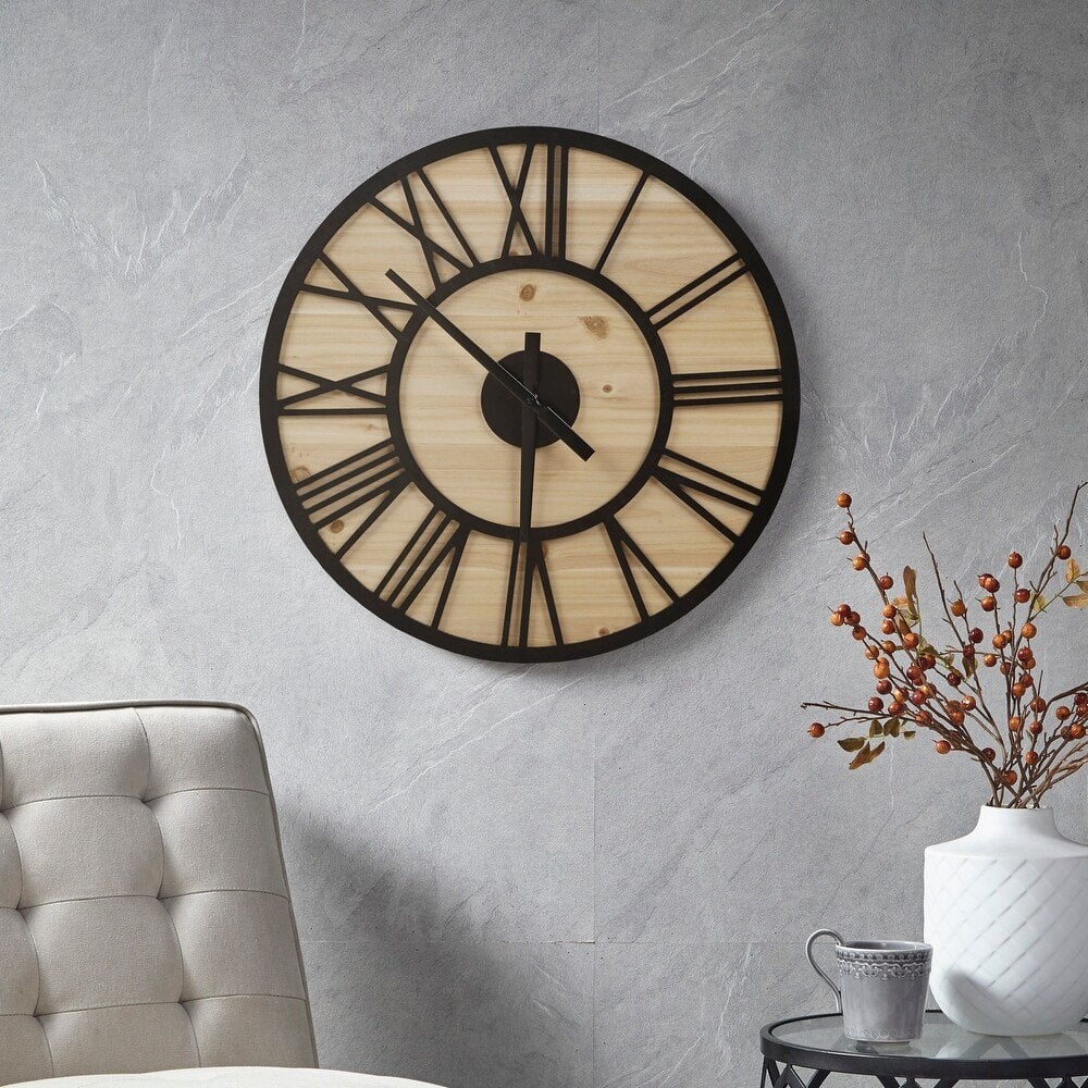 Olliix Mason 23.6 Wood Wall Clock Decoration