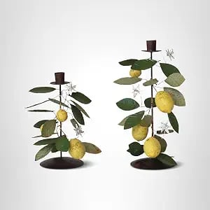 Creative Coop Lemon Taper Set of 2 Candle Holder