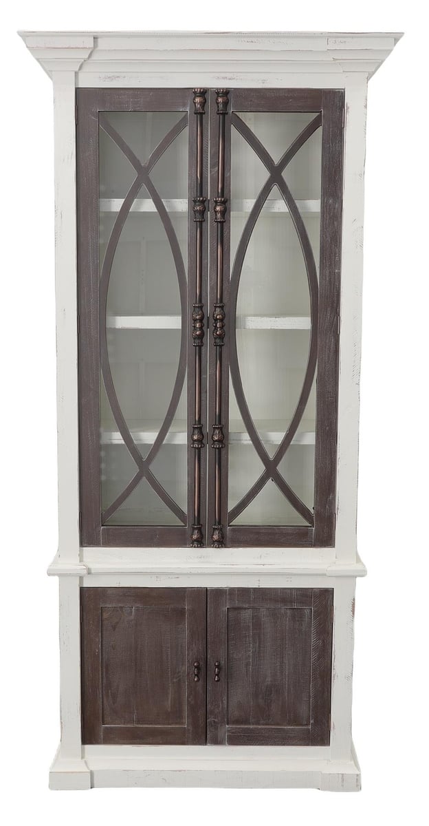 Split Nickel Fish Vitrine Accent Cabinet