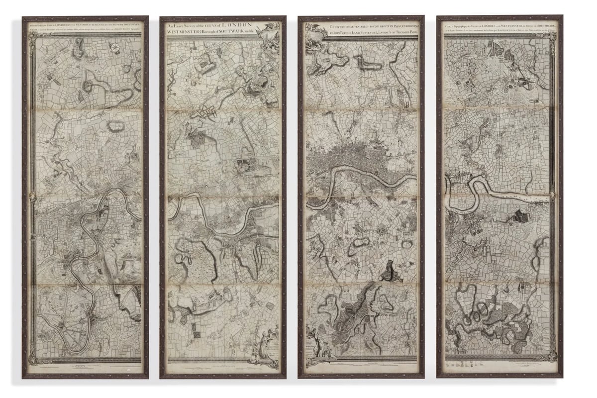Basset Mirror Company 9900-607 Set of 4 Map London Wall Art