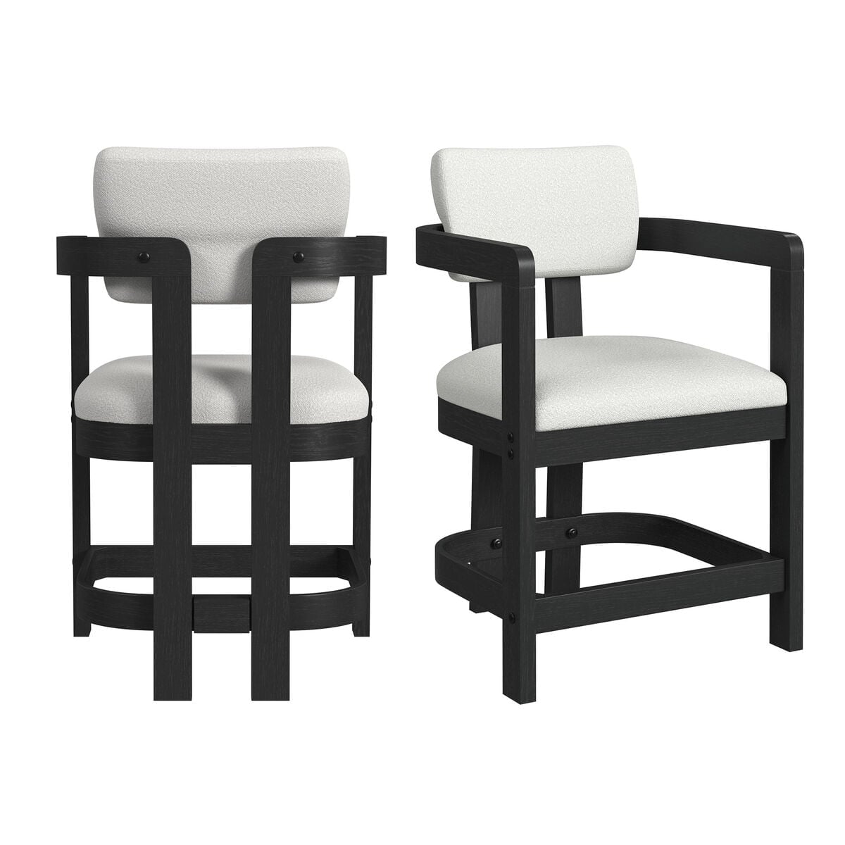 Elements International Portland White Black Counter Stool