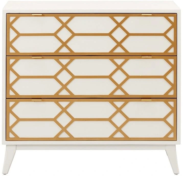 Olliix Maria Gold Lattice Accent White Sideboard
