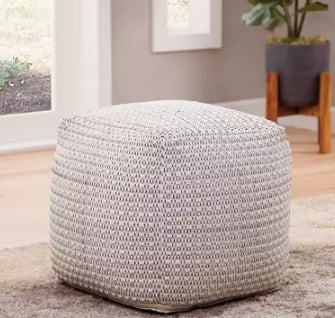 Steve Silver Hakim Ivory Pouf Square