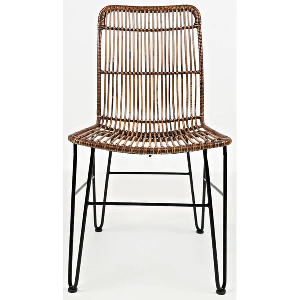 Nature’s Edge: Weaver Rattan Hairpin Walnut Dining Chair