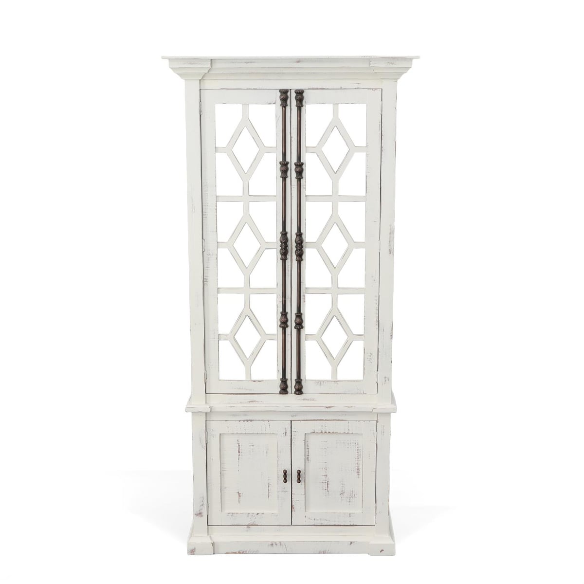 Split Nickel Diamond Accent Cabinet