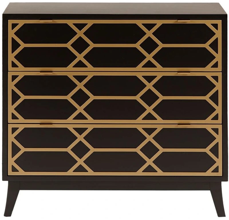 Olliix Martina Gold Lattice Accent Black Sideboard