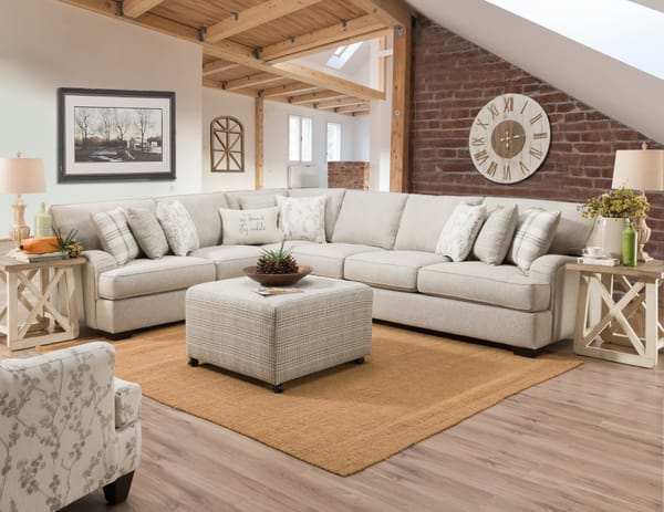 Wave Arm Celadon Raffia sectional