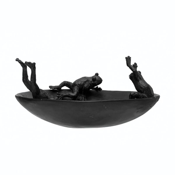 Frog resin bird bath