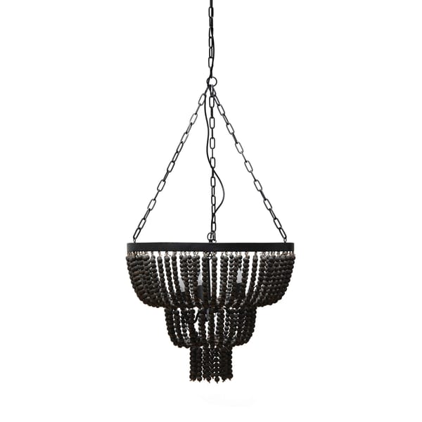 Large Beaded Black Chandelier