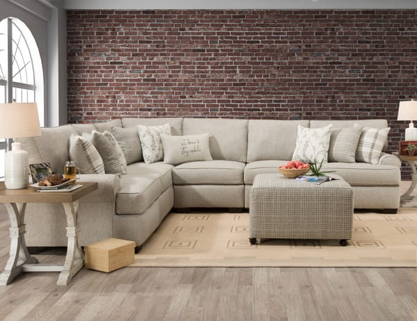 Roll Arm Celadon Raffia sectional