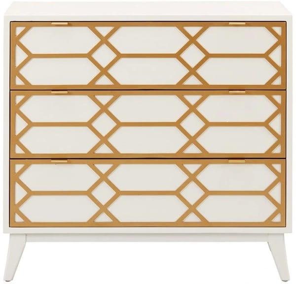 Maria Gold Lattice Accent — White