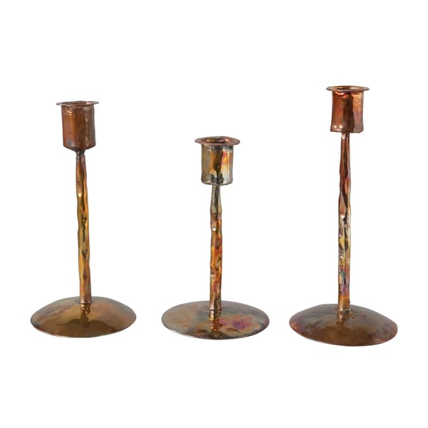 3 Piece Hammered Copper Taper Set