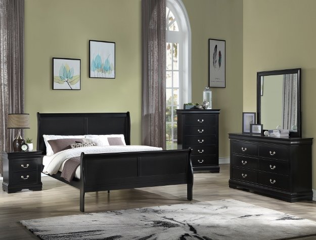 Louis Philip 5pc Bedroom set BLACK