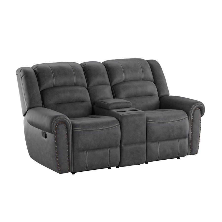 Emerald Home Baldwin: Motion Glider Grey Loveseat