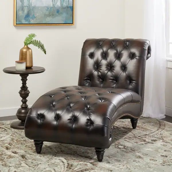 Abbyson Home Alessio Tufted Leather Chaise
