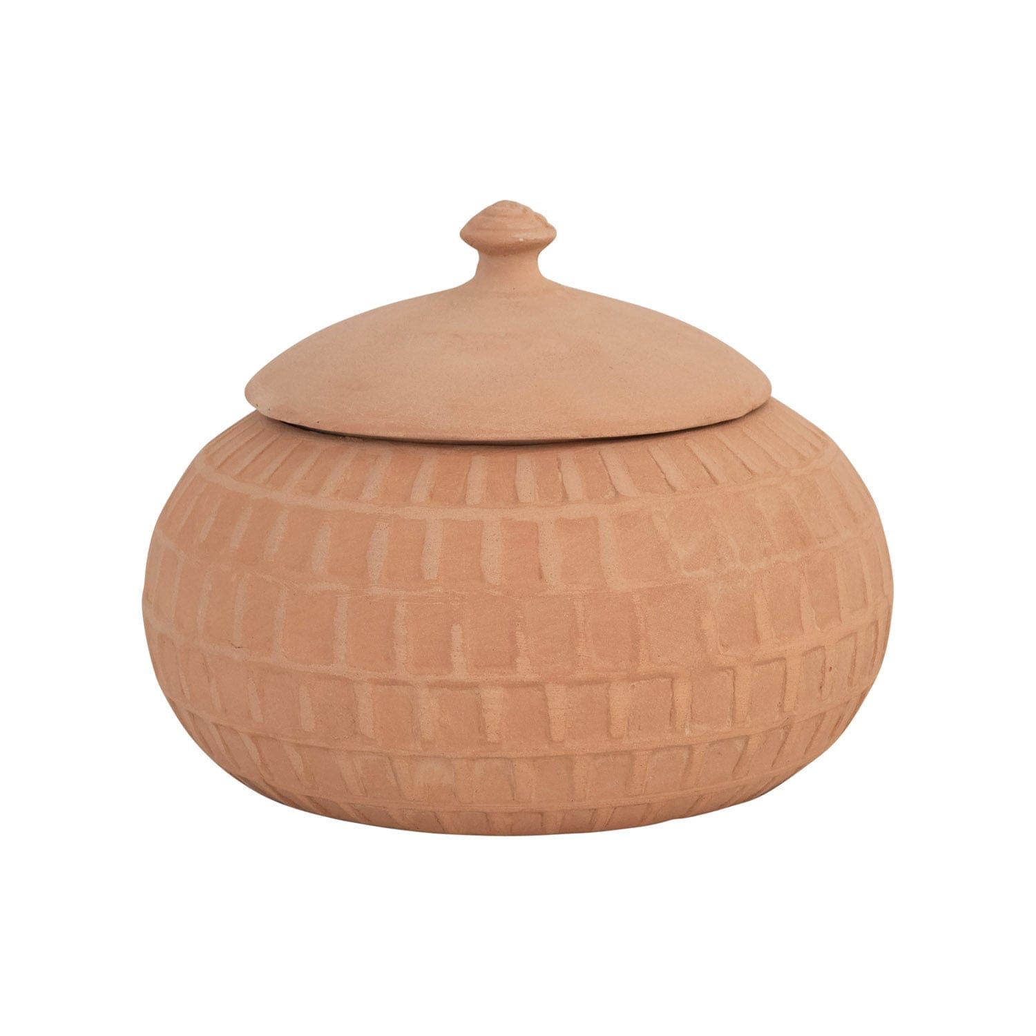 Terracotta lidded pot