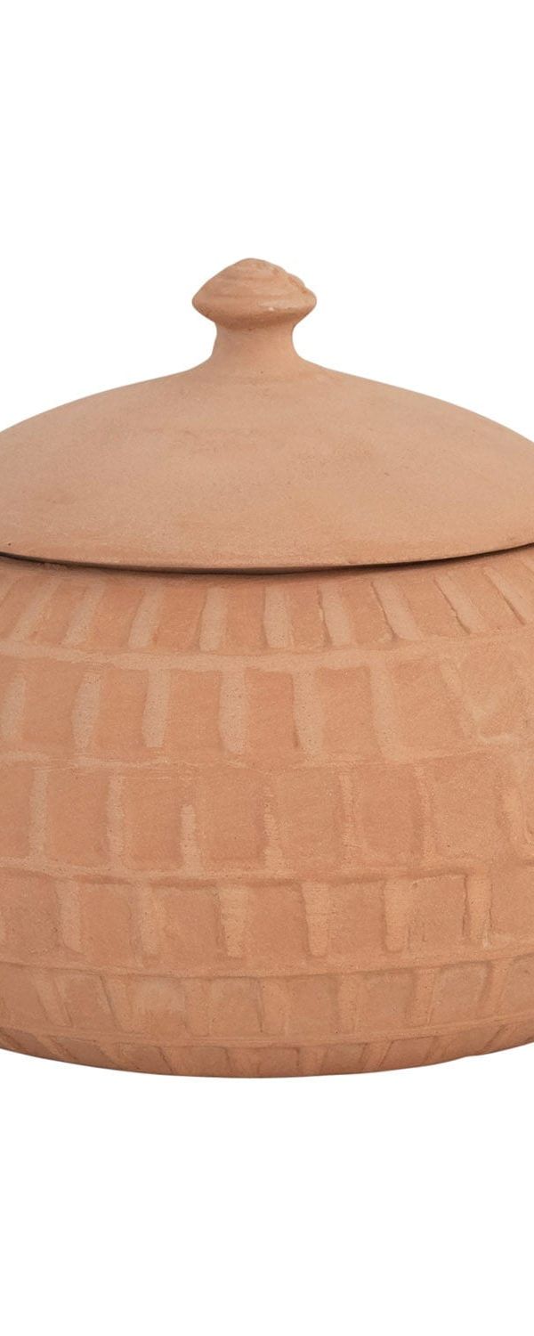 Terracotta lidded pot