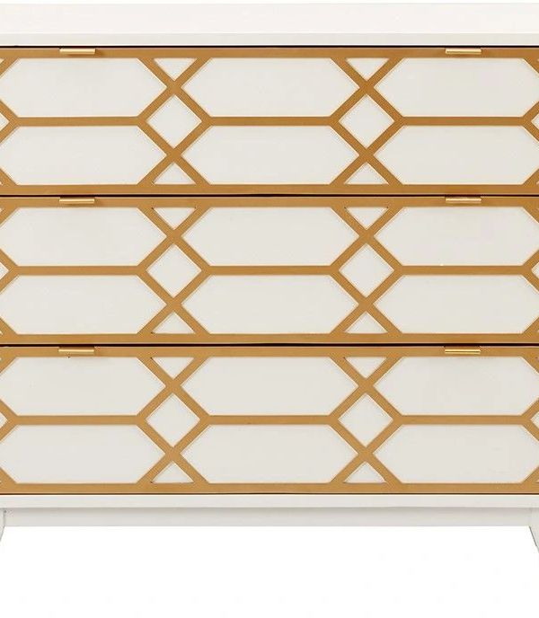 Maria Gold Lattice Accent — White