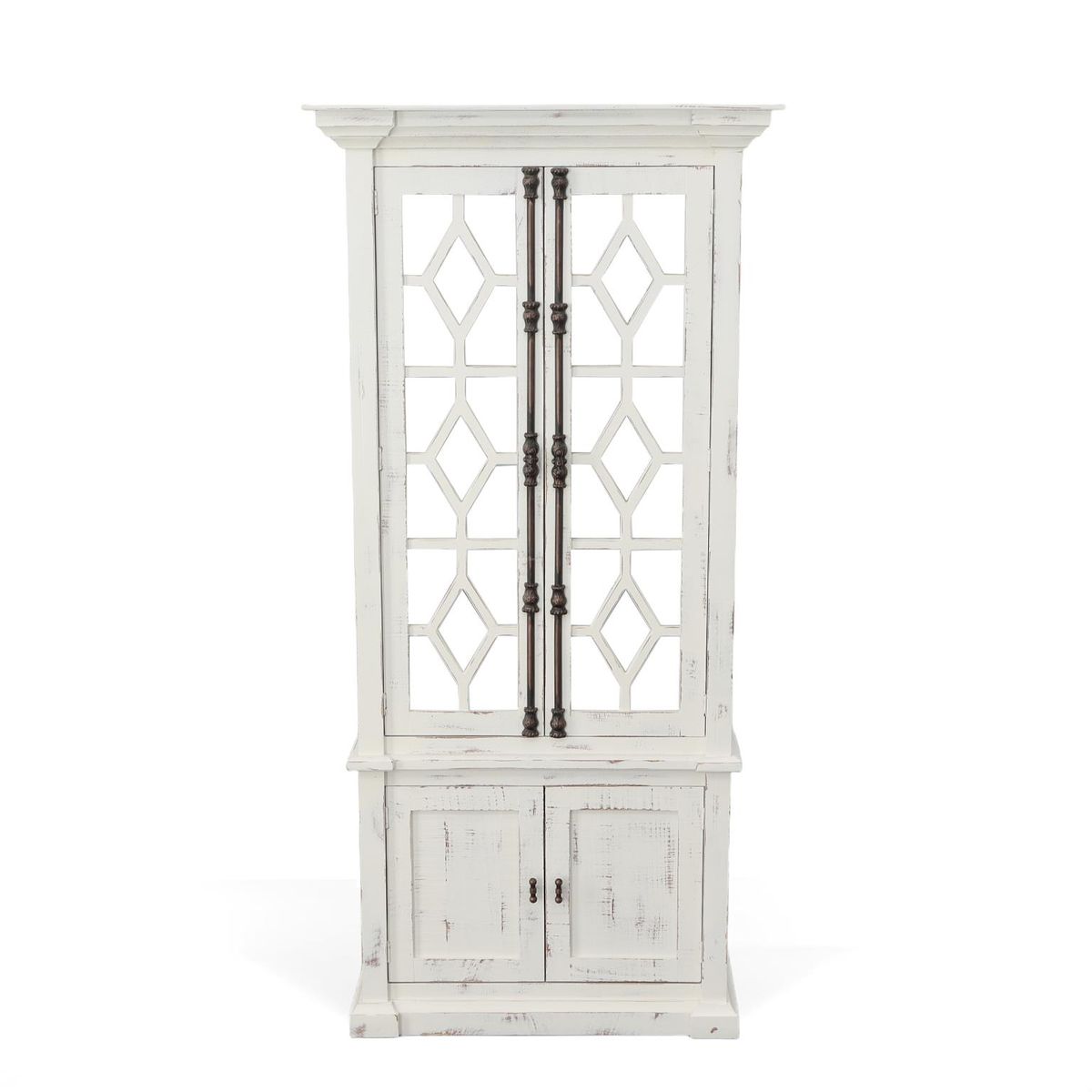 Split Nickel Diamond Accent Cabinet