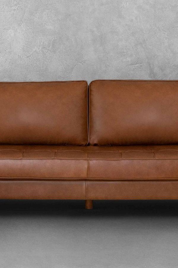 Holloway Mid Century Moden Leather Couch