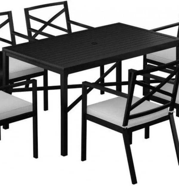 Outdoor Dining X Back SIDE — Black, Need Assembly, Not Stackable