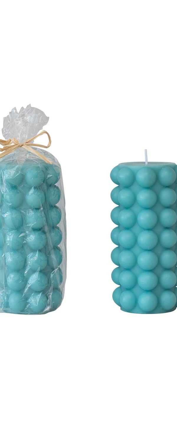 Bumpy Pillar Candle - Blue