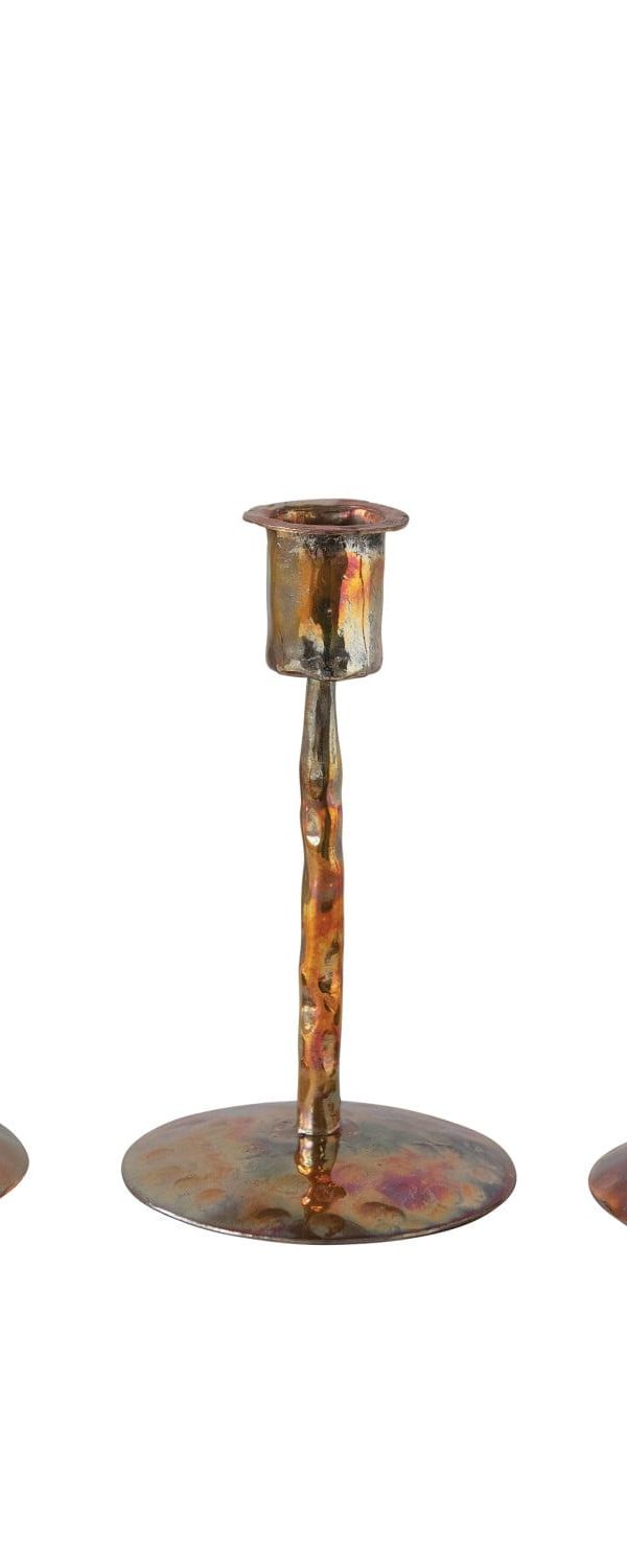 3 Piece Hammered Copper Taper Set